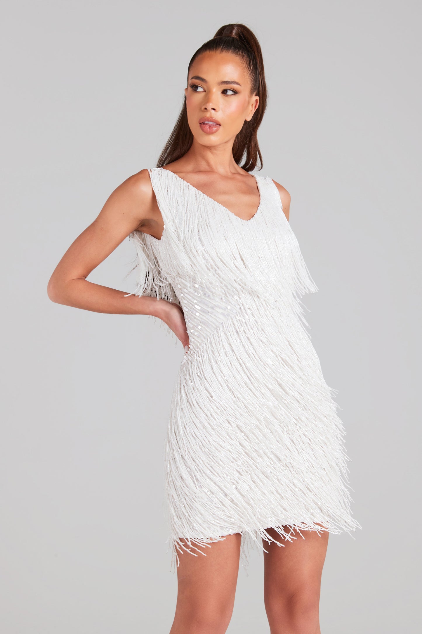 Celeste Shimmer Fringe Dress