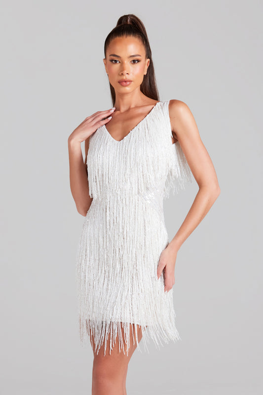 Celeste Shimmer Fringe Dress