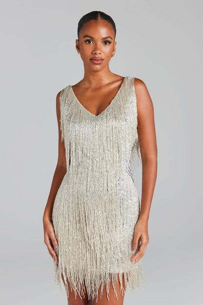 Celeste Shimmer Fringe Dress