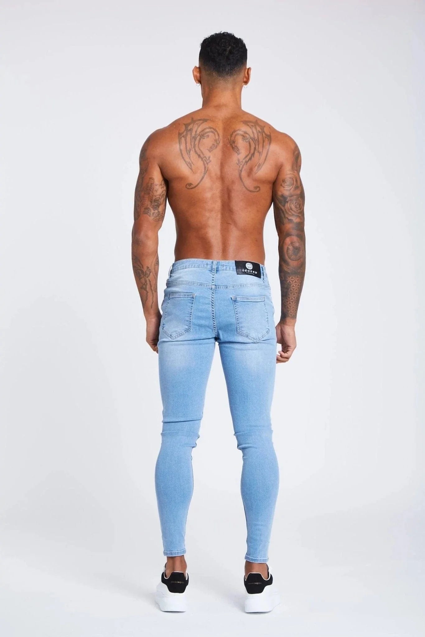 SKINNY FIT JEANS RIPPED AND REPAIRED - LIGHT BLUE